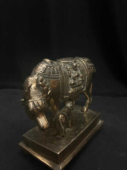 vintage brass cast kamadenu ,Holy Cow & calf