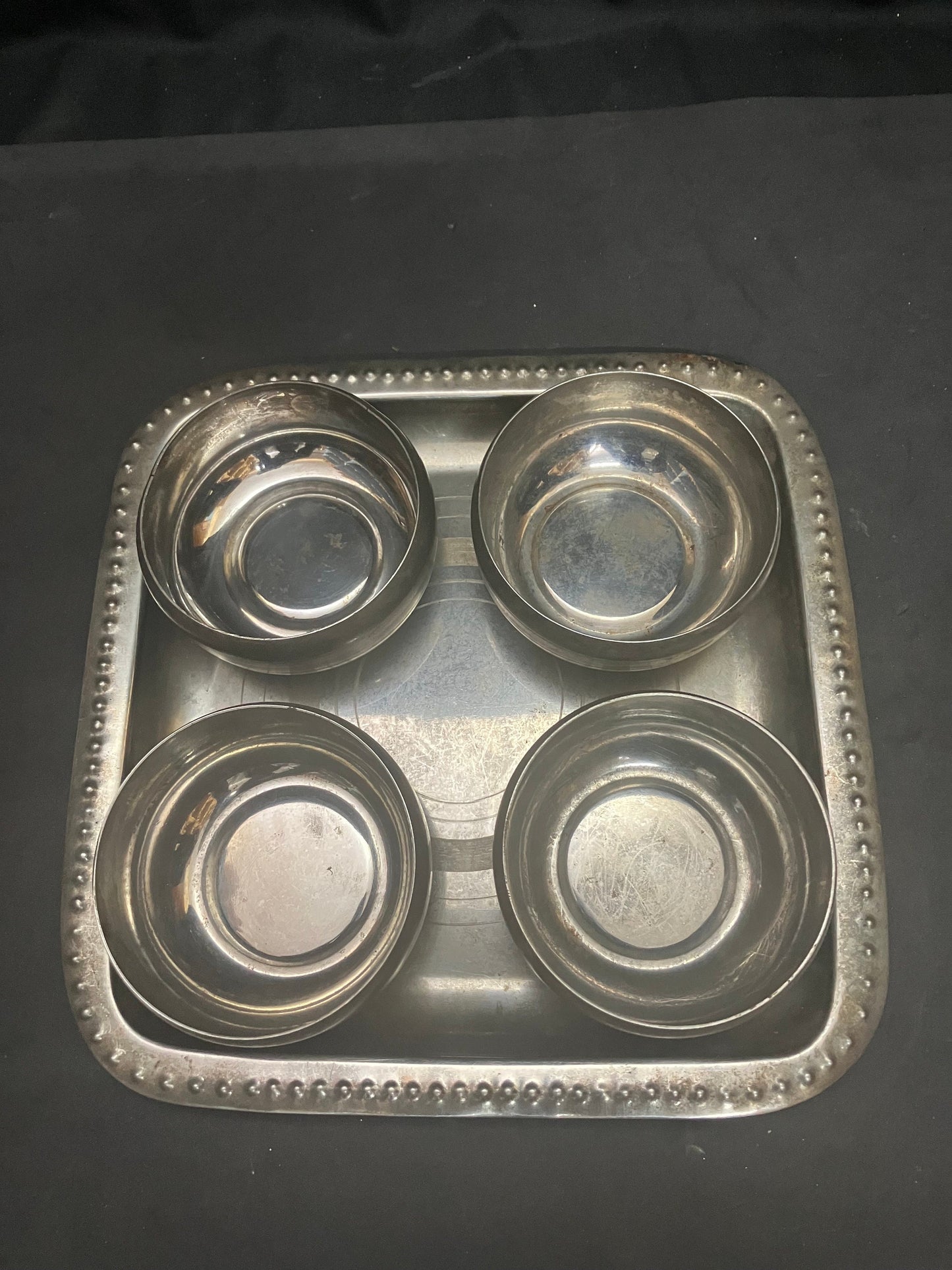 Vinatge bowls in a tray