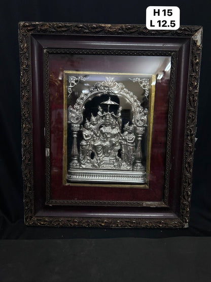 Vintage silver hand embossed hand crafted mysore style Rama Pattabhisheka subject