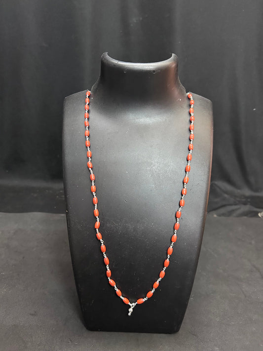 Silver made Coral Mala for personal use