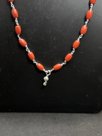 Silver made Coral Mala for personal use