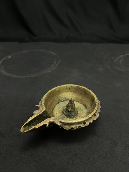 vintage bronze cast oil lamp