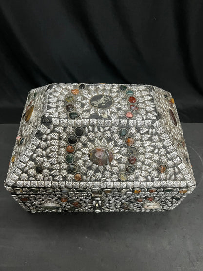 Vintage bejewelled wooden box