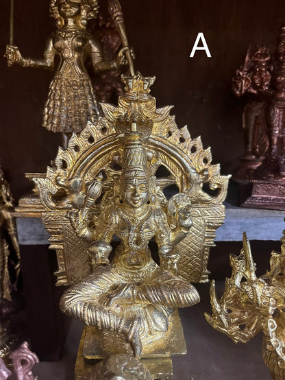 Prasiddh copper idol present brass panchaloha made of kollapura mahalakshmi simha vahana with prabhavali