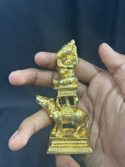 panchaloha idol of ganesga on mooshika maharastra style