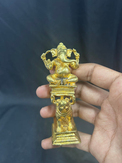 panchaloha idol of ganesga on mooshika maharastra style