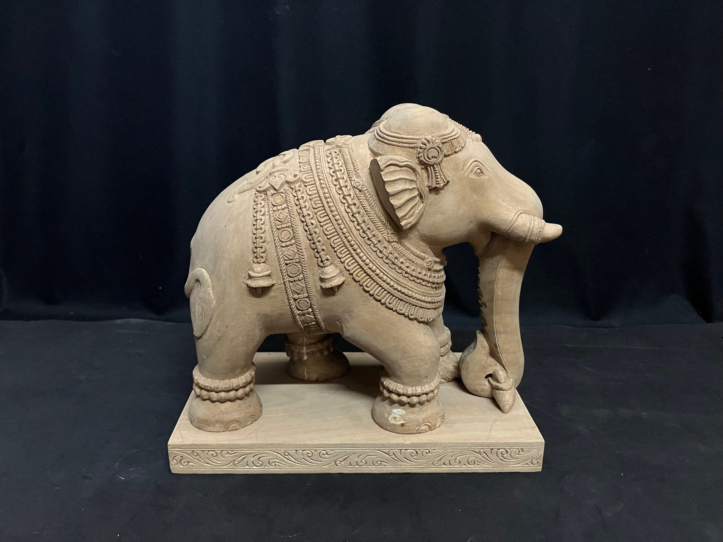 Vintage white wooden elephant