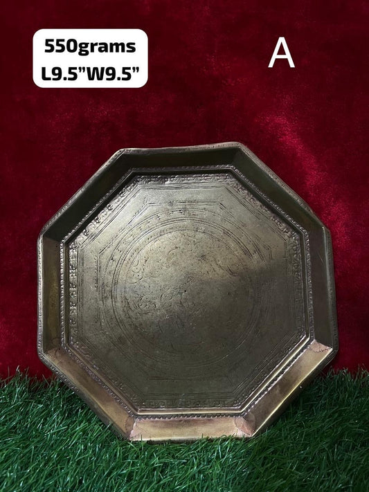 vintage bronze made octogonal ceremonial plate from karnataka