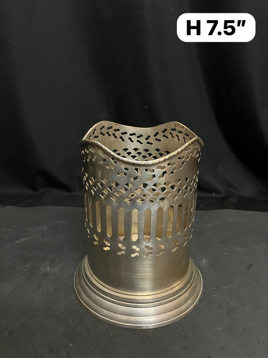 vintage brass made silver plated tissue holder/ pen holder stand