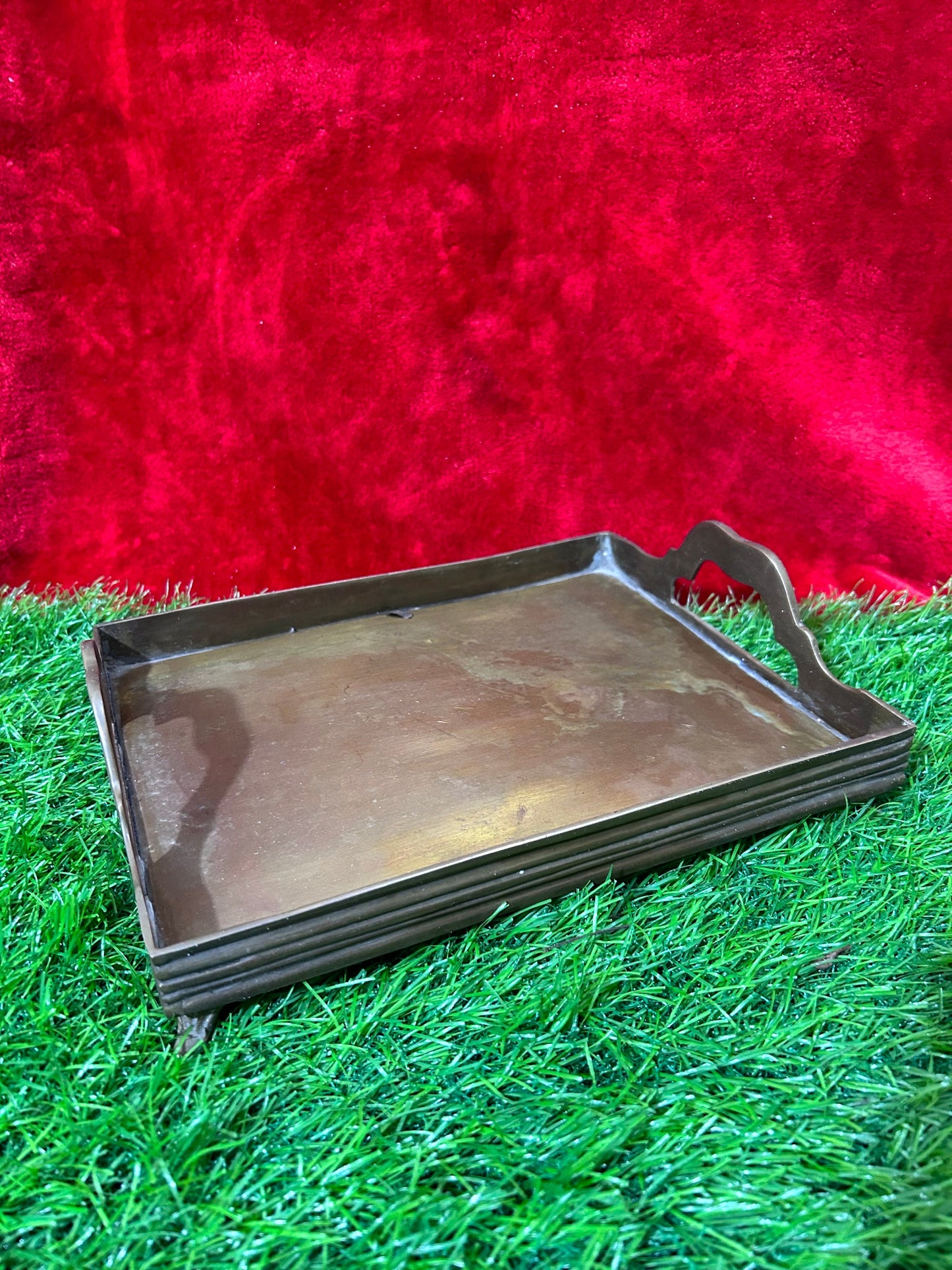 vintage bronze cast serving tray