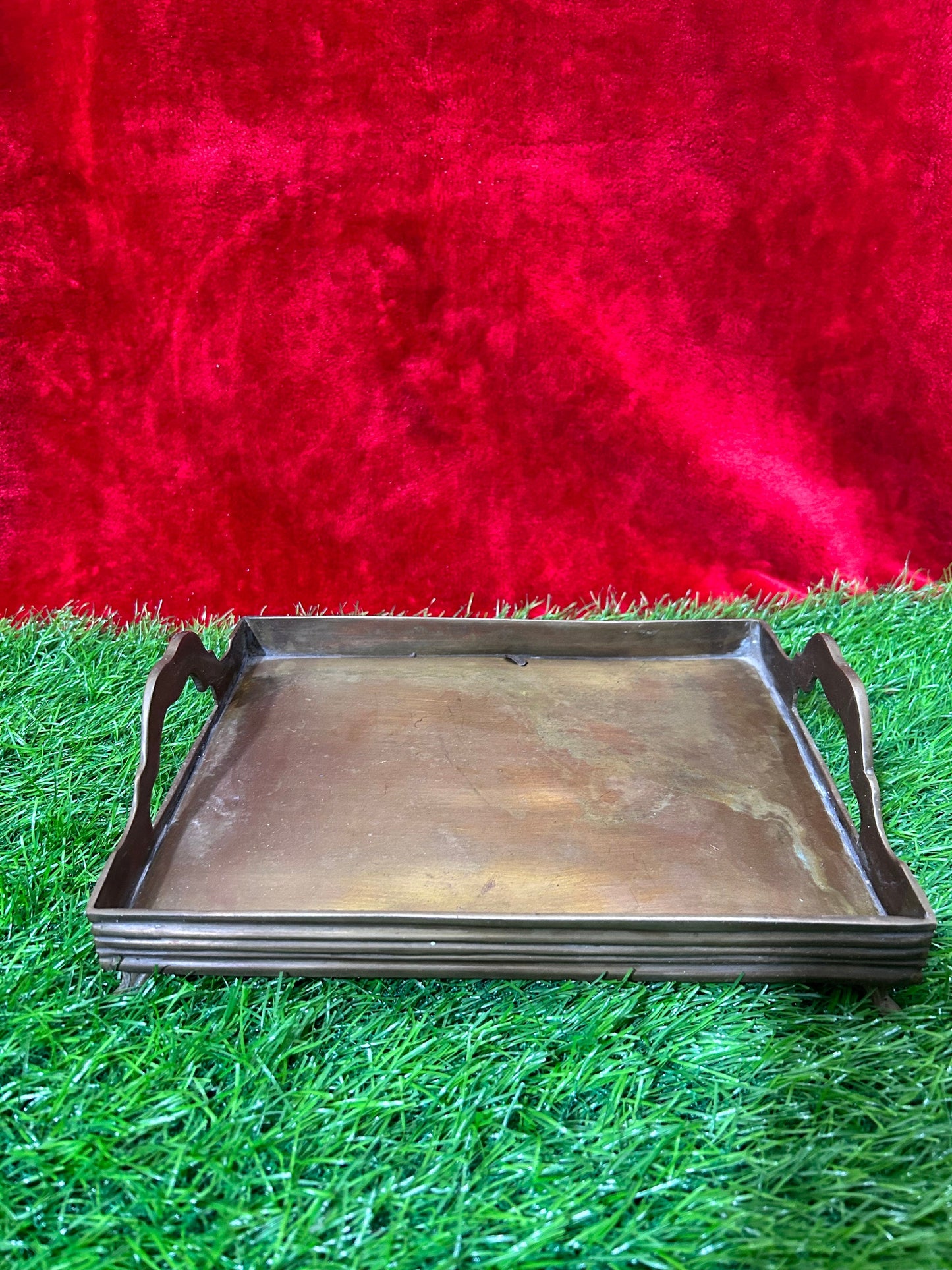 vintage bronze cast serving tray