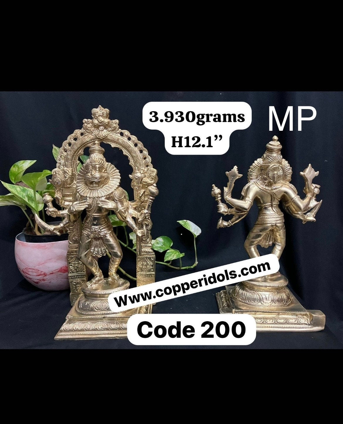 Prasiddh copper idol present panchaloha idol of ugra narasimha with prabhavli