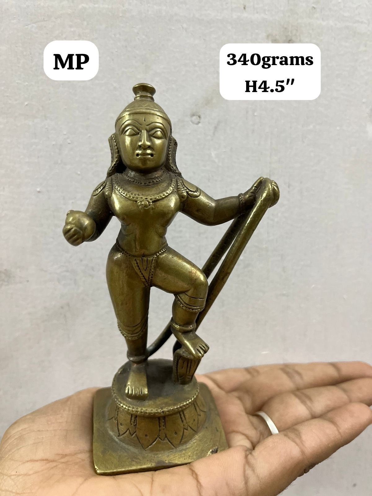 Vintage bronze cast kalinga narthana krishna from deccan