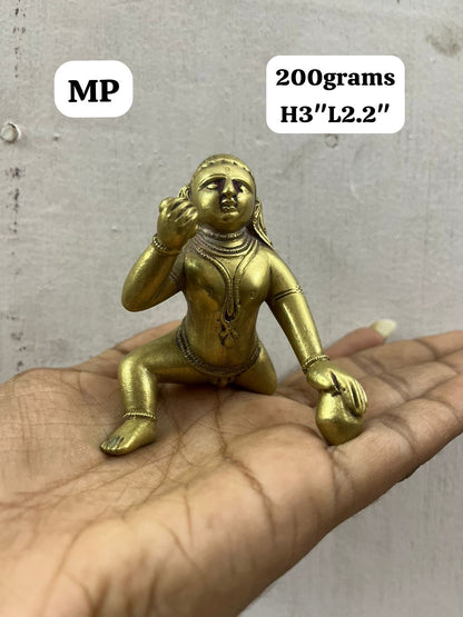 Vintage deccan cast crawling krishna in brass