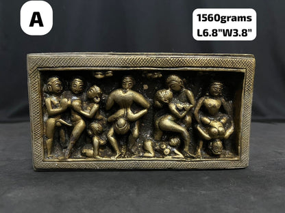 vintage bronze cast erotic art panel