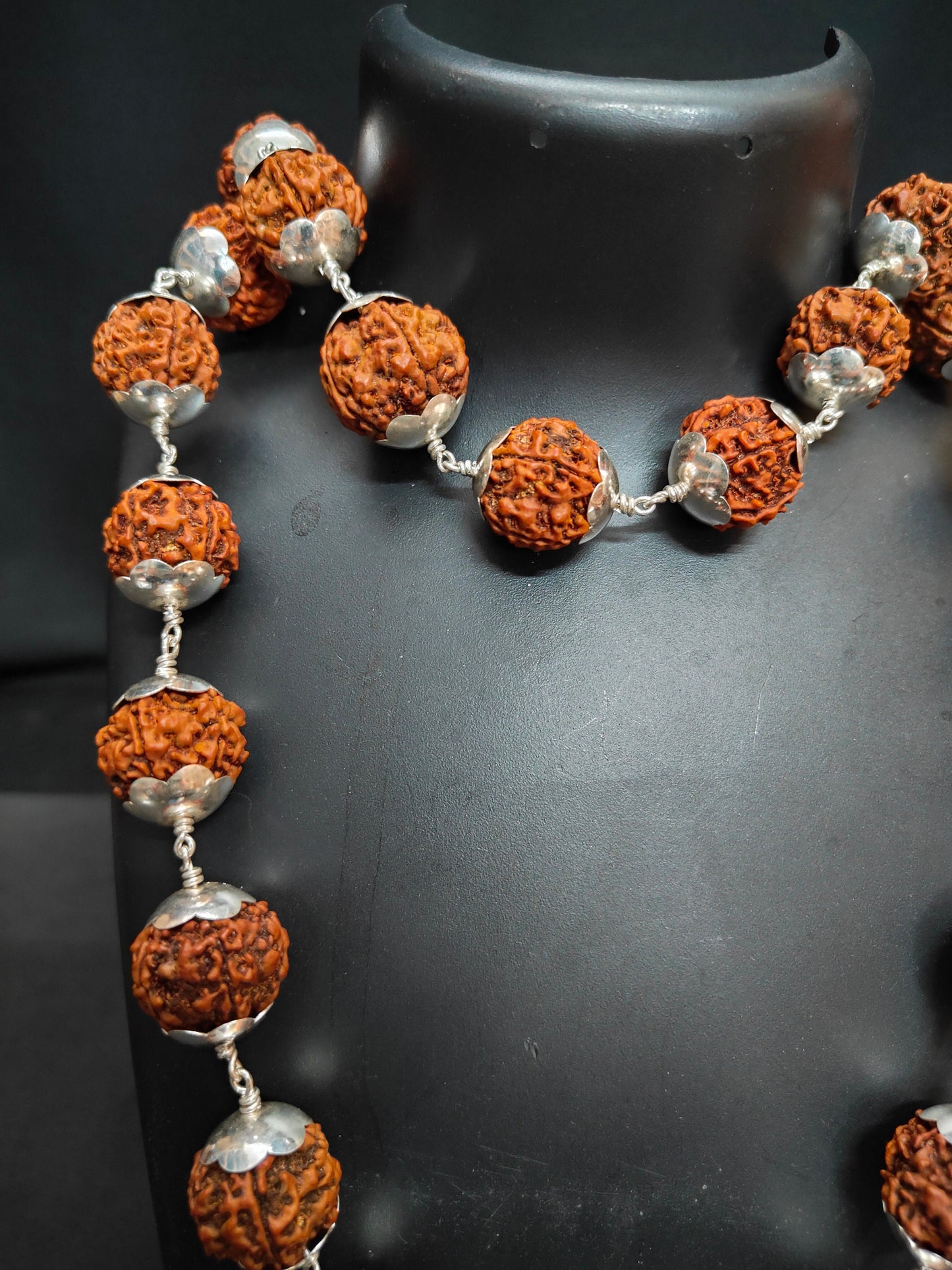 Silver made panchamukhi rudraksha chain