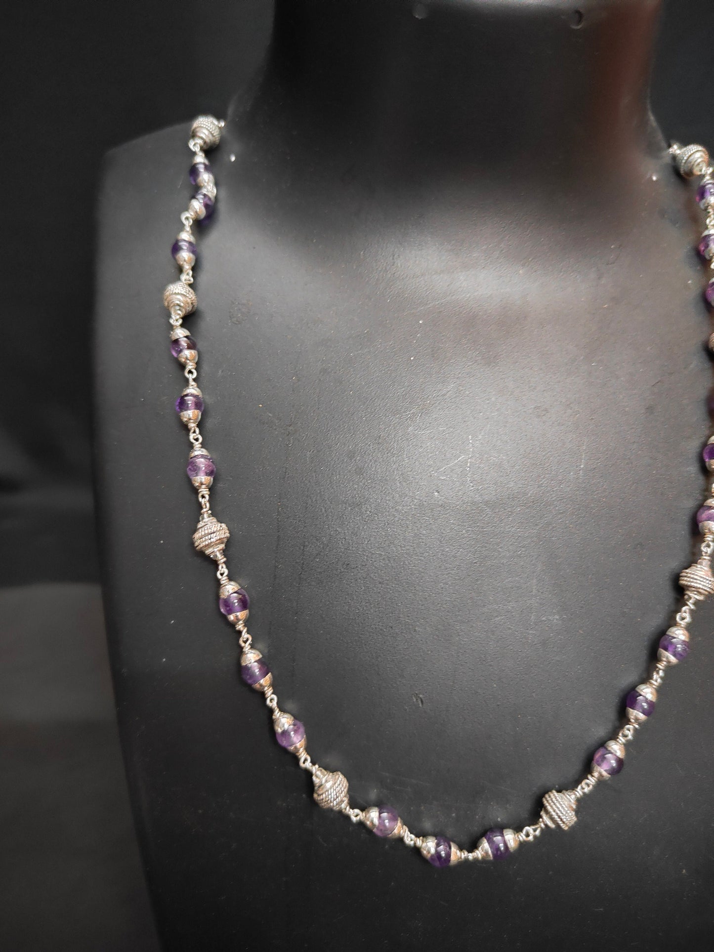 Vintage silver made Amethyst chain