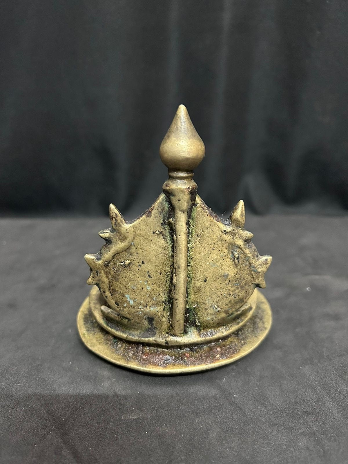 vintage bronze cast Surya Chandra votive lamp from south