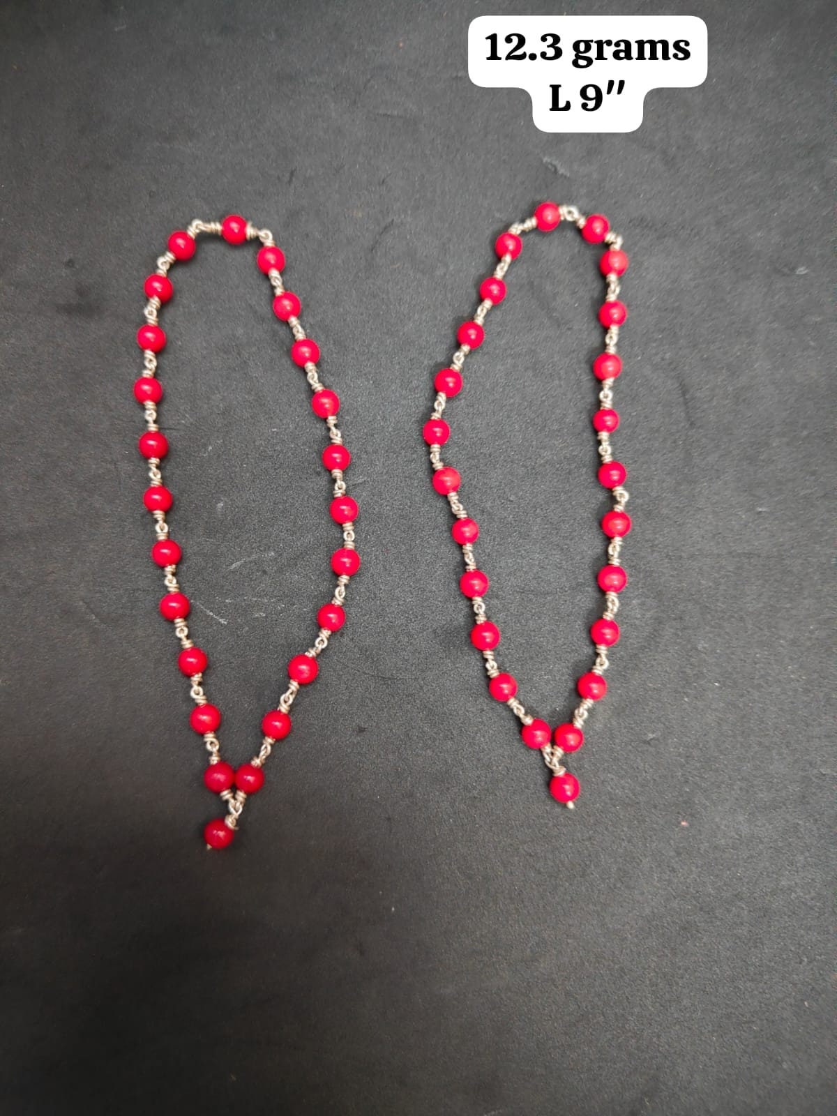 Silver made coral chain ( set of 2 )