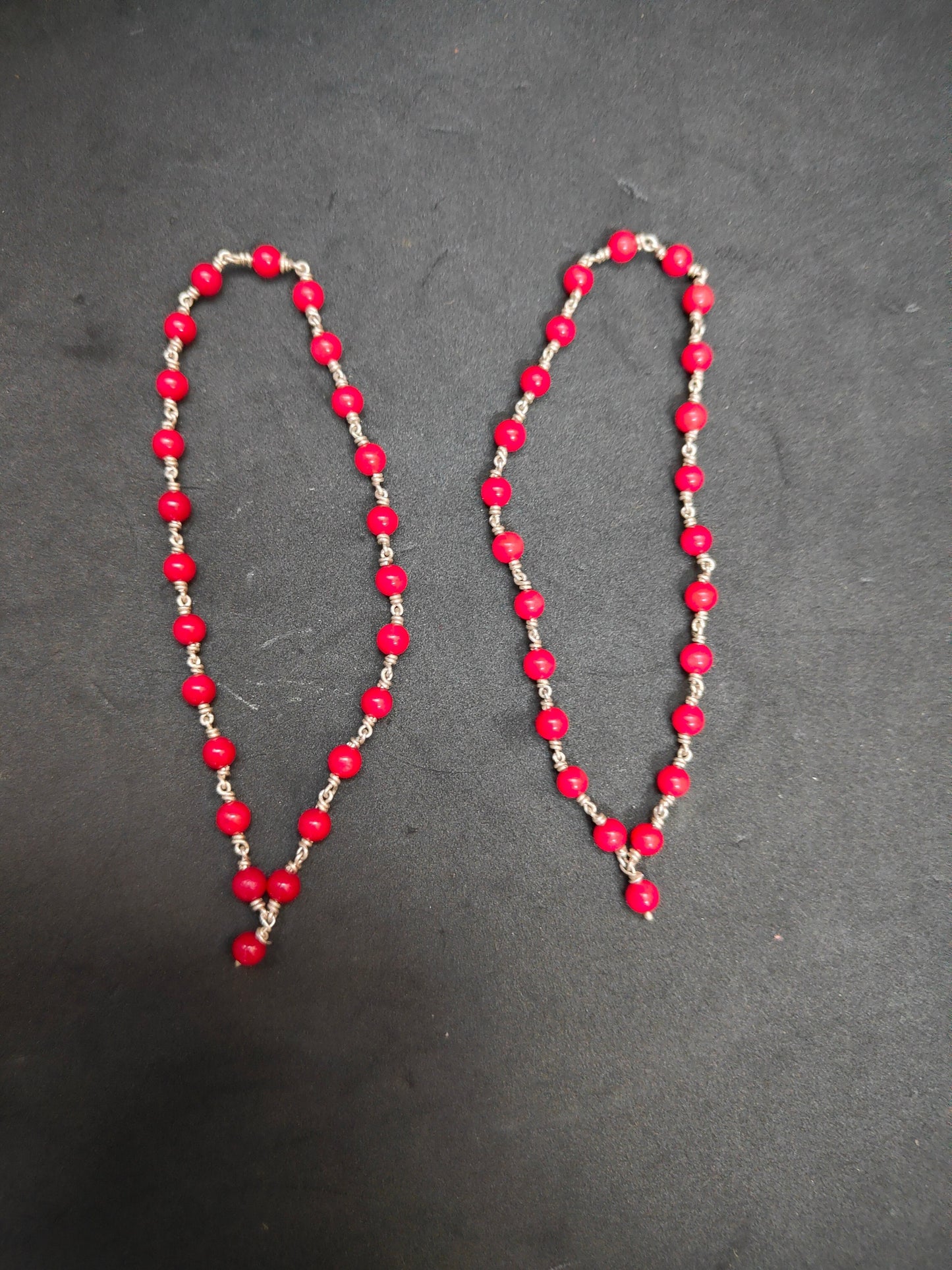 Silver made coral chain ( set of 2 )