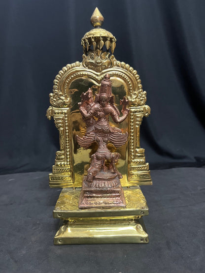 Copper Idol of Sri Garudaruda Lakshmi Narayan on a peetam