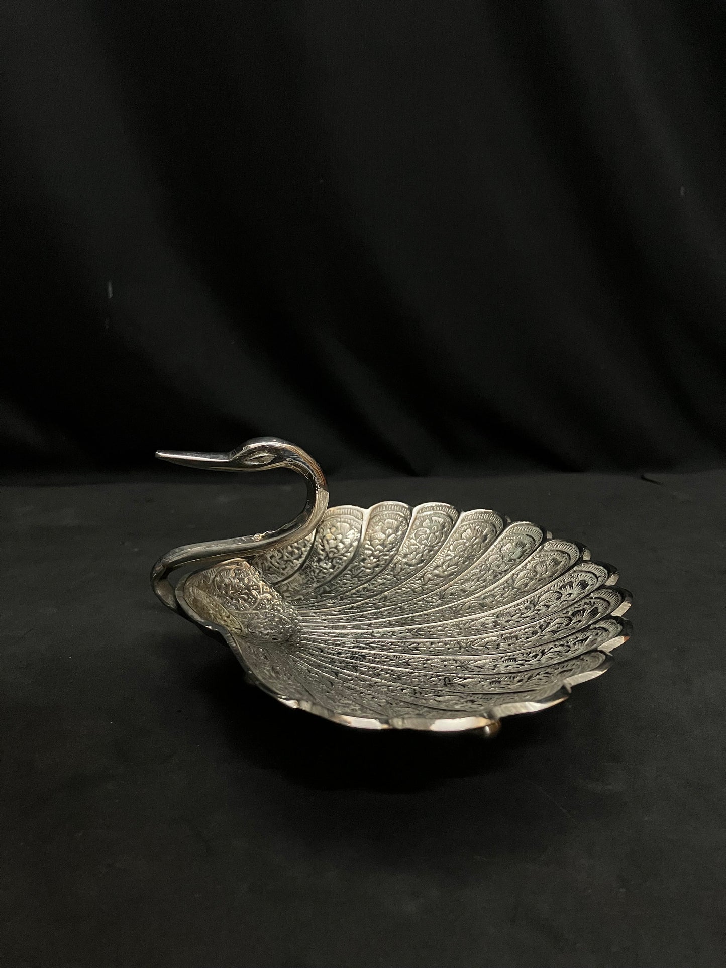 Vintage peacock shaped flower bowl for pooja room