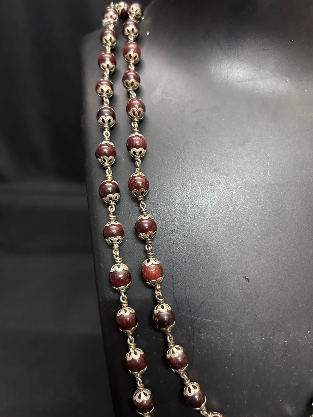 Silver made chain of Red sandalwood