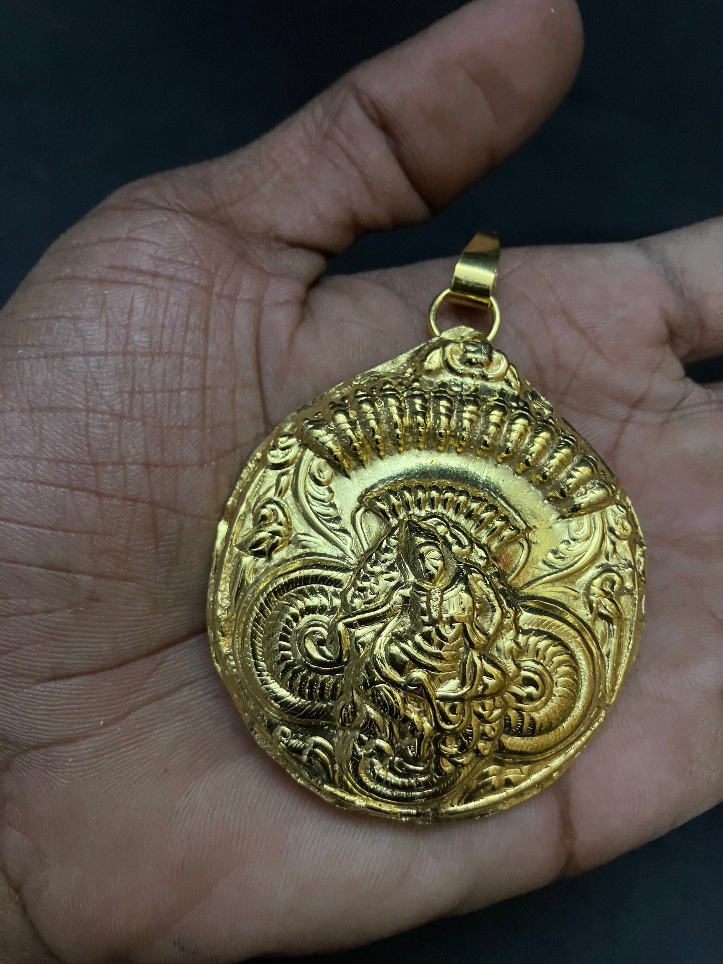 Silver made gold polished kalinga narthana pendant for alankaram