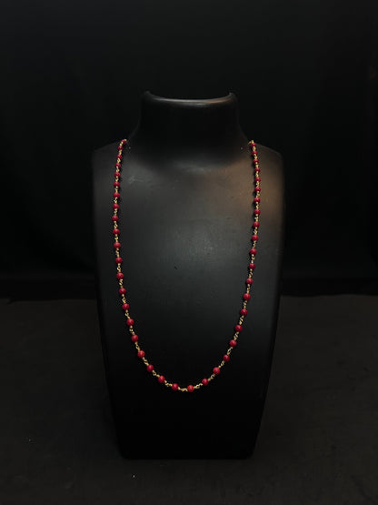 Silver made gold polished coral mala