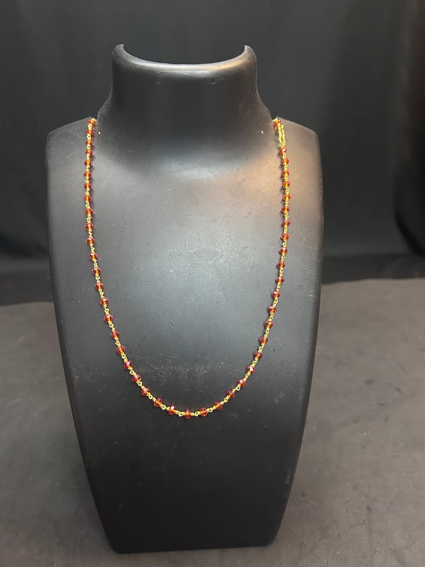 Silver chainred beads mala for alankaram