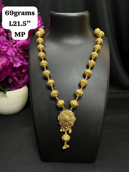 vintage silver gundu mala with gold polish