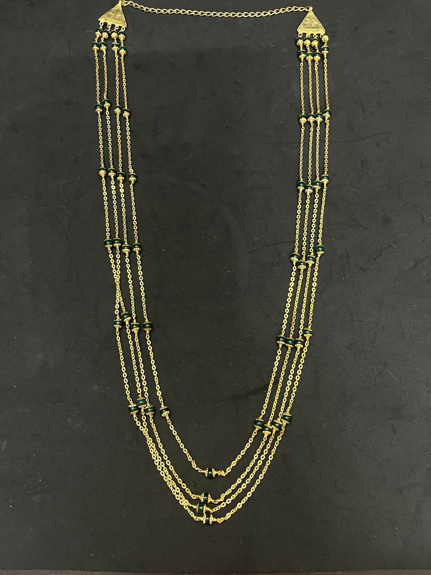 Silver made gold polished 4 layer traditional chain for alnkaram