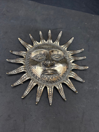 Vintage brass cast Surya idol wall mount