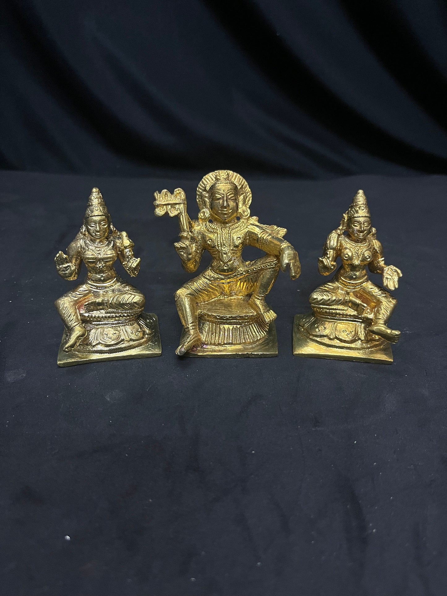 Panchaloha idols of Swamy Aiyyanar Iyyanar with his consorts