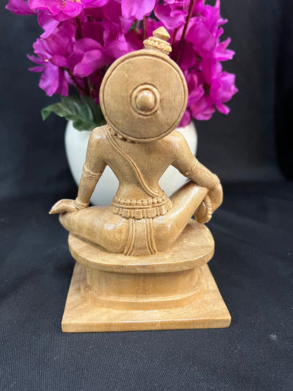 Wood made Unique Yoga Narasimha from Karnataka with prayoga chakra white teak made