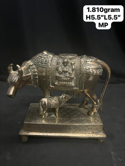 vintage brass cast kamadenu ,Holy Cow & calf