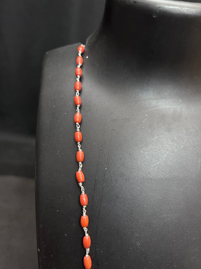 Silver made Coral Mala for personal use