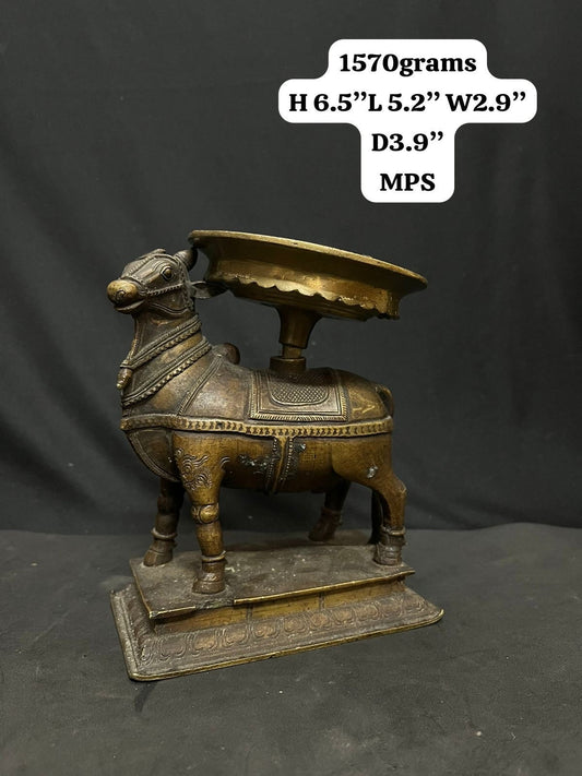 Vintage bronze cast Nandi Stand for Shiva Linga, Vrushabhasana , A magnificent Bull stand for Shiva linga, one of its kind