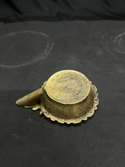 vintage bronze cast oil lamp