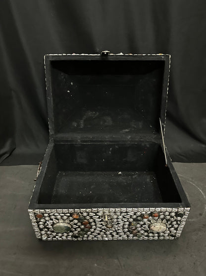 Vintage bejewelled wooden box