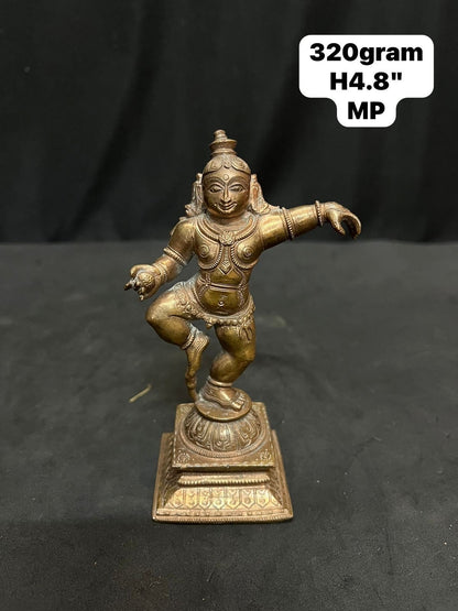 Vintage bronze cast Narthana Krishna idol