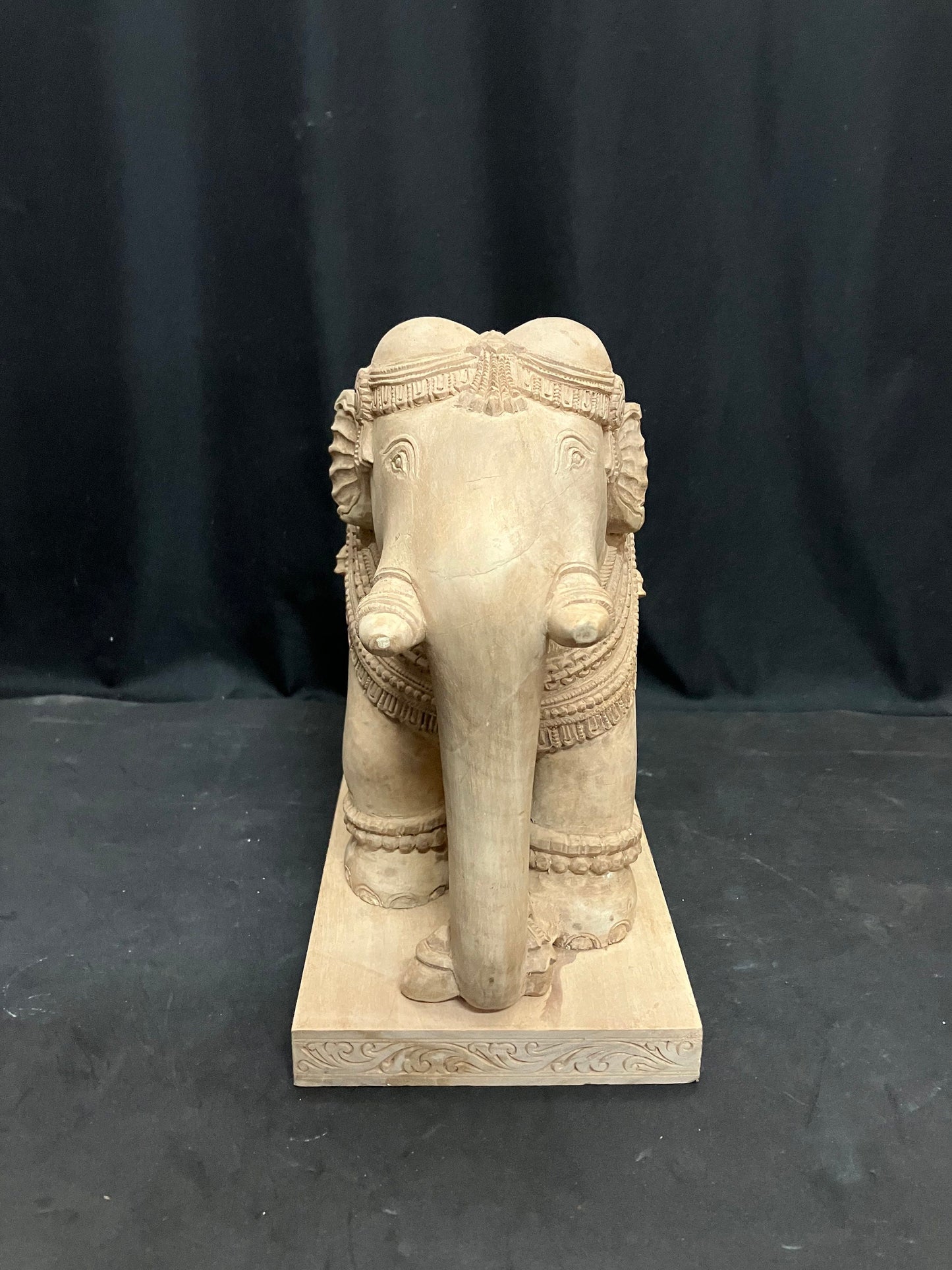 Vintage white wooden elephant