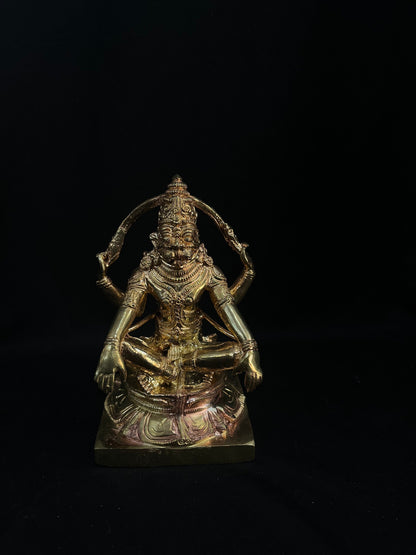 Copper casted idol of Lord Yoga Narasimha Idol