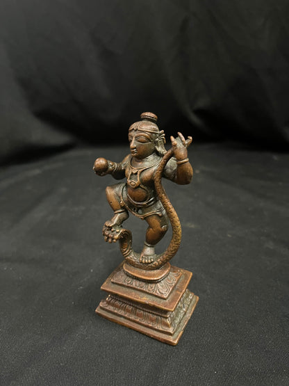 Vintage copper cast kalinga narthana krishna idol