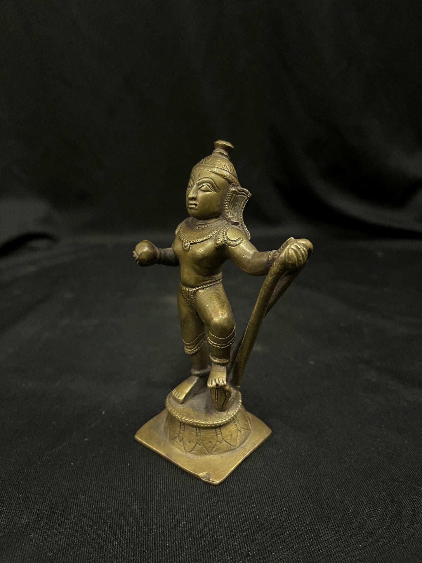 Vintage bronze cast kalinga narthana krishna from deccan