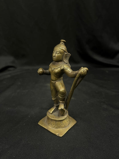 Vintage bronze cast kalinga narthana krishna from deccan