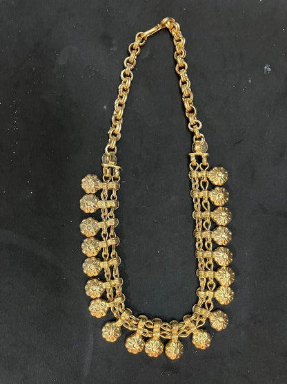 Vintage brass made gold polished Phoo mala flower mala necklace