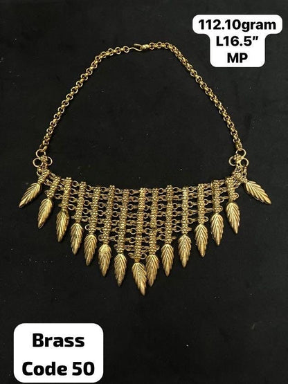 Vintage brass made gold polished tulsi mala necklace