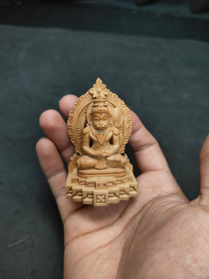 sandalwood made meditating hanuman idol