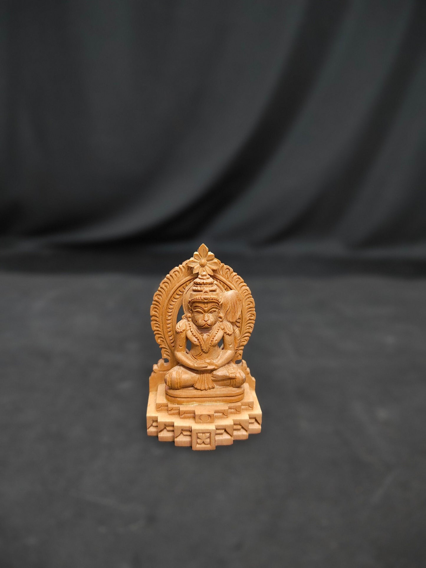 sandalwood made meditating hanuman idol